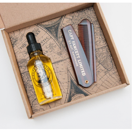 Dárková sada oleje na plnovous a cestovního hřebenu