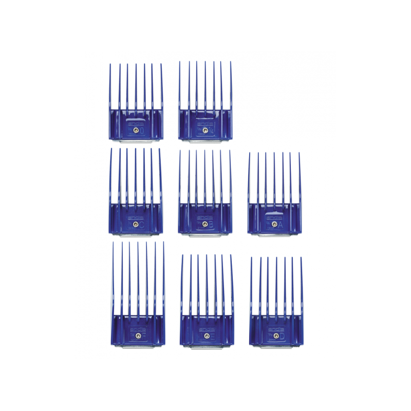 Sada plastových hřebenů Andis s kovovou sponou - set II (16-32 mm)